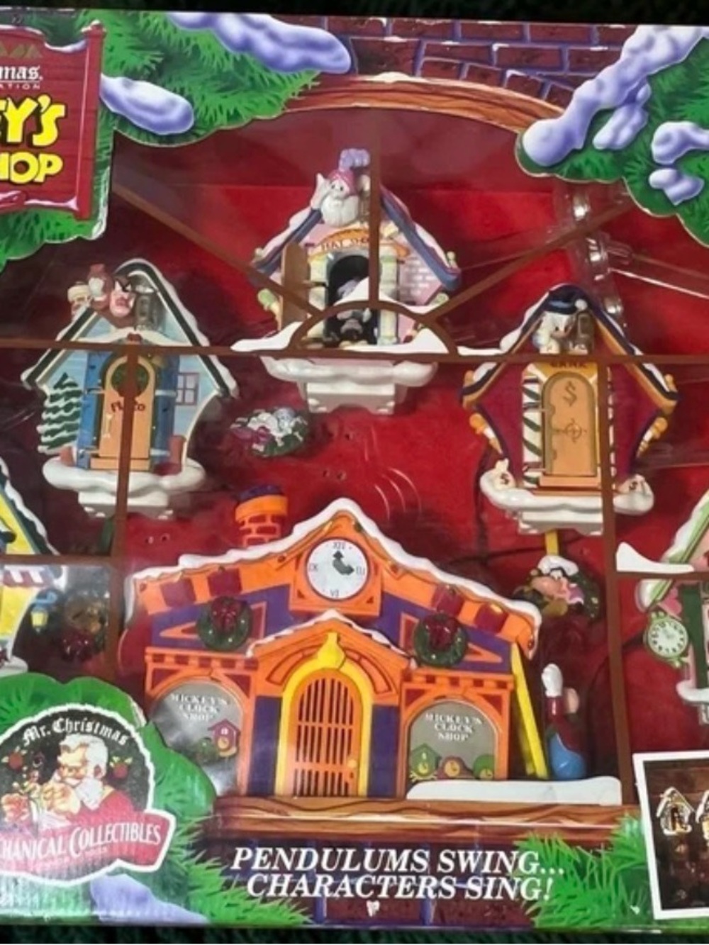 Vtg Mr. Christmas Mickey's Clock Shop Animated Disney Holiday Cuckoo 1993 NIB